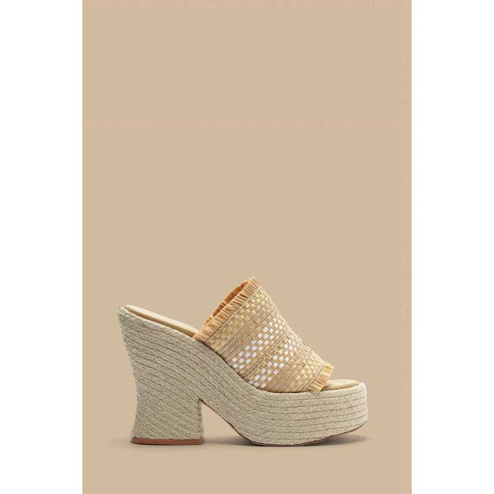 Natural Weaved Raffia Platform Sandal